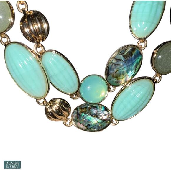 Anne Klein Gold-Tone Mixed Stone Layered Collar Necklace 16” + 3” Extender NEW - Picture 6 of 16